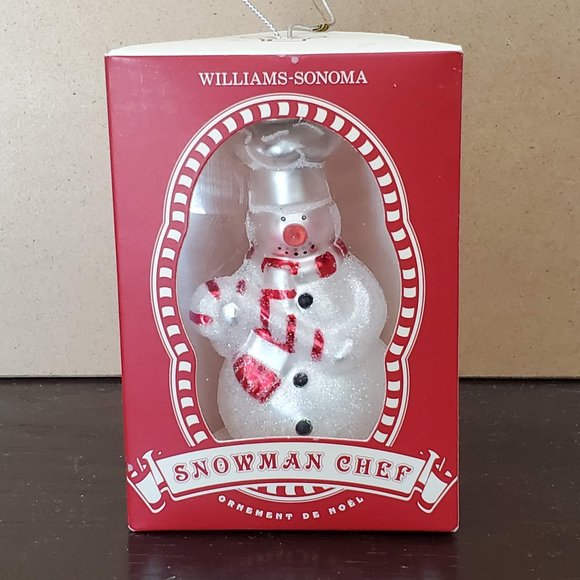 Williams Sonoma Holiday Williams Sonoma Snowman Chef Blown Glass